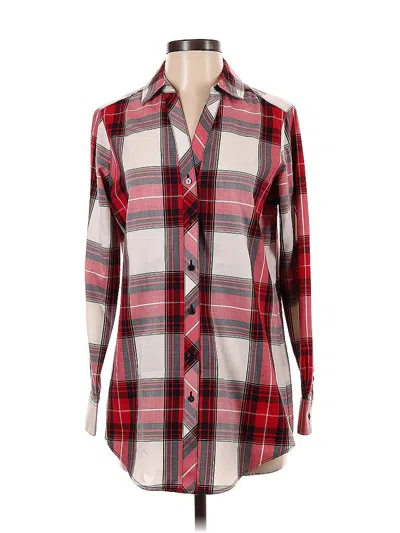 Pre-owned Foxcroft Long Sleeve Button Down Shirt In Red