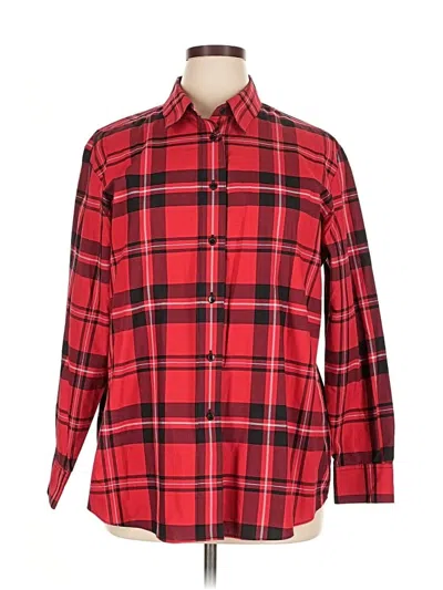 Pre-owned Foxcroft Long Sleeve Button Down Shirt In Red