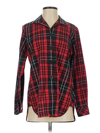 Pre-owned Foxcroft Long Sleeve Button Down Shirt In Red