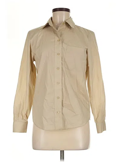 Pre-owned Foxcroft Long Sleeve Button Down Shirt In Tan