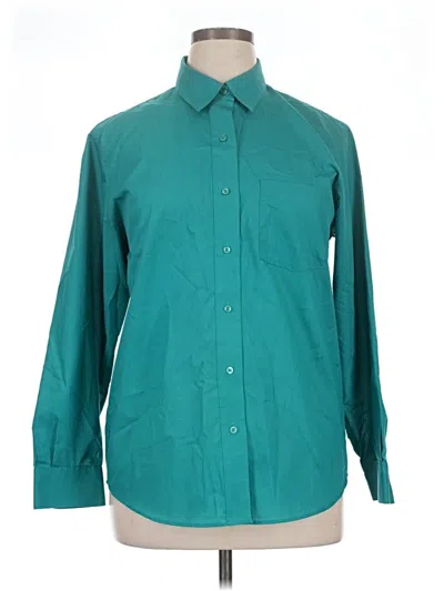 Pre-owned Foxcroft Long Sleeve Button Down Shirt In Teal