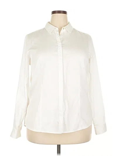 Pre-owned Foxcroft Long Sleeve Button Down Shirt In White