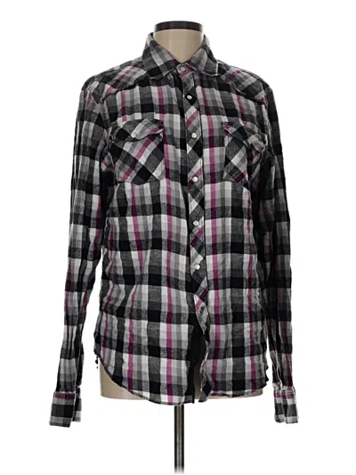 Pre-owned Foxcroft Long Sleeve Henley Shirt In Purple