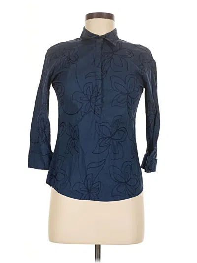 Pre-owned Foxcroft Long Sleeve Polo Shirt In Blue