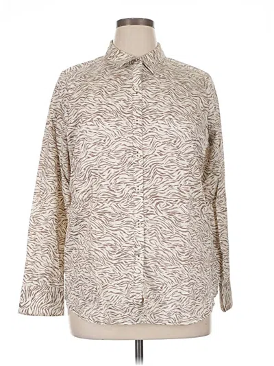 Pre-owned Foxcroft Long Sleeve Polo Shirt In Brown