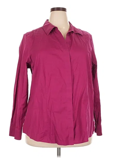 Pre-owned Foxcroft Long Sleeve Polo Shirt In Burgundy