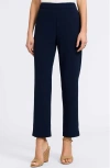 Foxcroft Louisa Crepe Knit Ankle Pants In Navy
