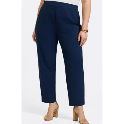 Foxcroft Louisa Crepe Knit Ankle Pants In Navy