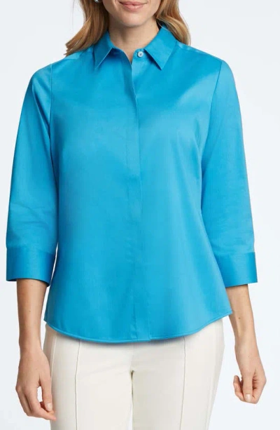 Foxcroft Luna Button-up Shirt In True Blue