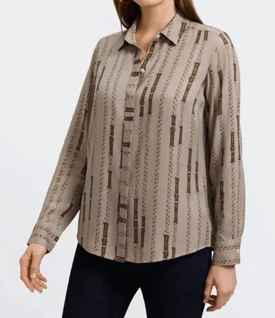 Foxcroft Luna Chain Blouse In Brown/multi