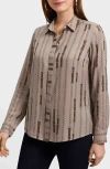 Foxcroft Luna Chain Stripe Button-up Shirt In Neutral