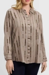 Foxcroft Luna Chain Stripe Button-up Shirt In Multi