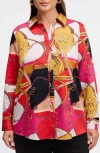 Foxcroft Carolina Cotton Sateen Button-up Shirt In Black Multi