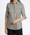 Foxcroft Madison Stripe Stretch Cotton Blend Top In Multi
