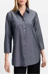 Foxcroft Madison Popover Cotton Oxford Shirt In Charcoal