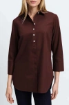 Foxcroft Madison Popover Cotton Oxford Shirt In Chicory Coffee
