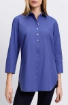 Foxcroft Madison Popover Cotton Oxford Shirt In Dark Chambray