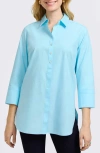 Foxcroft Madison Popover Cotton Oxford Shirt In Soft Aqua