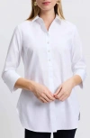 Foxcroft Sophia Johnny Collar Jersey Shirt In White