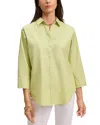 Foxcroft Margie Three-quarter Sleeve Cotton Button-up Shirt In Pistachio