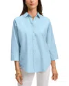 Foxcroft Margie Three-quarter Sleeve Cotton Button-up Shirt In Soft Aqua