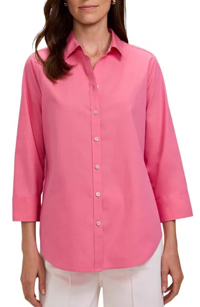 Foxcroft Margie A-line Pinpoint Cotton Oxford Shirt In Pink