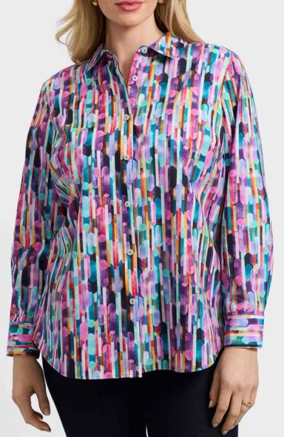Foxcroft Margie Prism Cotton Button-up Shirt In Multi