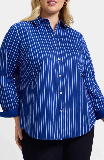 Foxcroft Margie Stripe Button-up Shirt In Burgundy