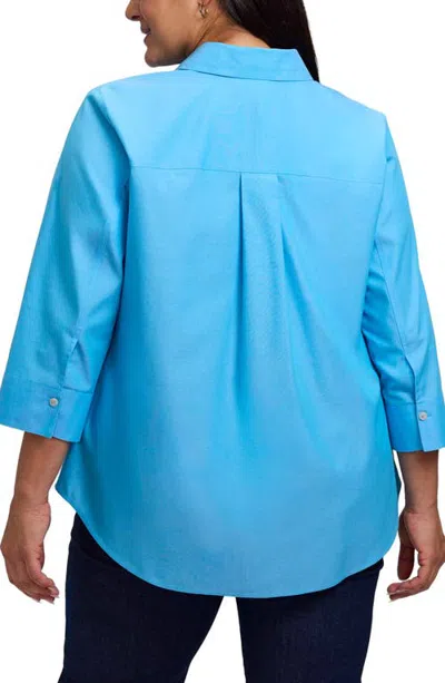 Foxcroft Margie Stripe Trim Cotton Shirt In Blue
