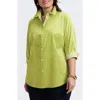 Foxcroft Margie Three-quarter Sleeve Button-up Shirt In Chartreuse