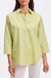 Foxcroft Margie Three-quarter Sleeve Cotton Button-up Shirt In Pistachio
