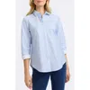 Foxcroft Margie Three-quarter Sleeve Cotton Button-up Shirt In Soft Blue