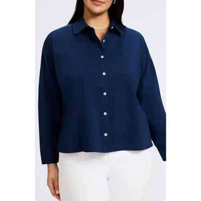 Foxcroft Marina Button-up Shirt In Navy