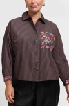 Foxcroft Marina Contrast Pocket Stripe Cotton Poplin Button-up Shirt In Gold