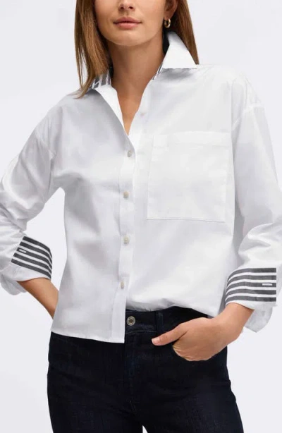 Foxcroft Marina Cotton Button-up Shirt In White