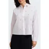 Foxcroft Marina Faux Pearl Embellished Button-up Shirt In White