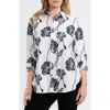 Foxcroft Agnes Poppy Print Three-quarter Sleeve Popover Top