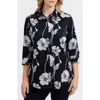 Foxcroft Agnes Poppy Print Three-quarter Sleeve Popover Top