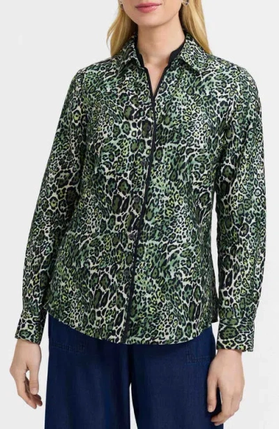 Foxcroft Marlee Leopard Print Cotton Button-up Shirt