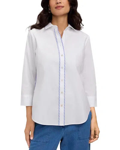 Foxcroft Marni Striped Trim Shirt In White