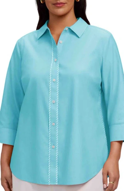 Foxcroft Marni Trim Shirt In Blue