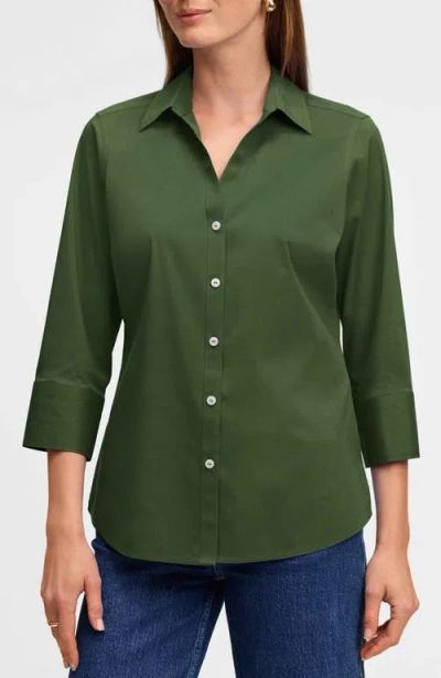 Foxcroft Mary Button-up Blouse In Basil