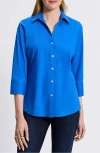 Foxcroft Mary Button-up Blouse In Cobalt Blue