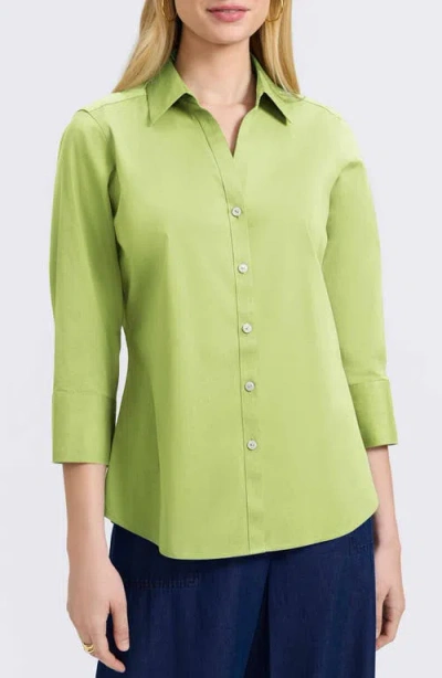 Foxcroft Mary Button-up Blouse In Green