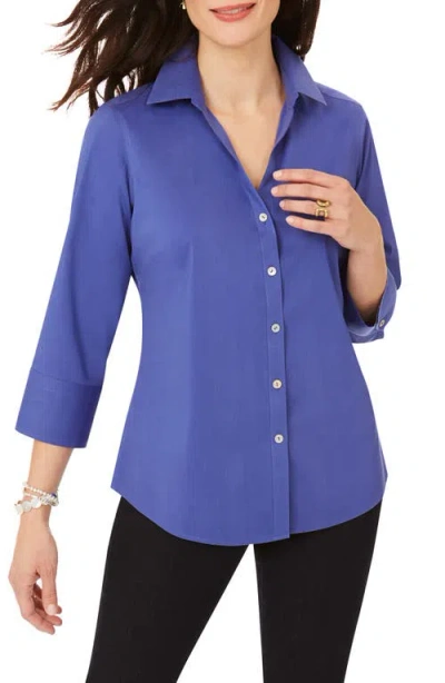 Foxcroft Mary Button-up Blouse In Purple Topaz