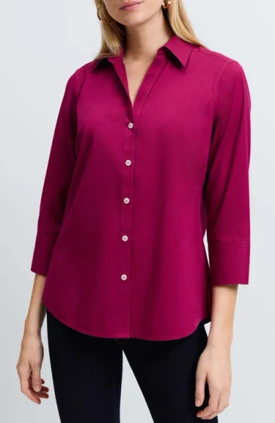 Foxcroft Mary Button-up Blouse In Sangria