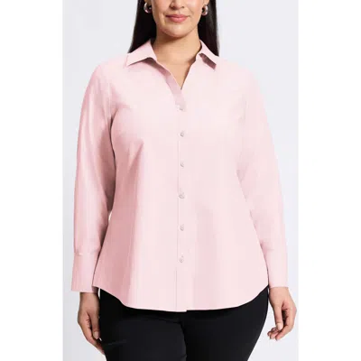 Foxcroft Mary Cotton Button-up Shirt In Chambray Pink