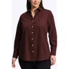 Foxcroft Mary Cotton Button-up Shirt In Chicory Coffee