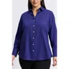 Foxcroft Mary Cotton Button-up Shirt In Majestic Blue