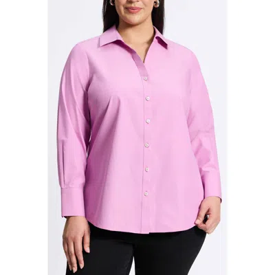 Foxcroft Mary Cotton Button-up Shirt In Rose Quartz